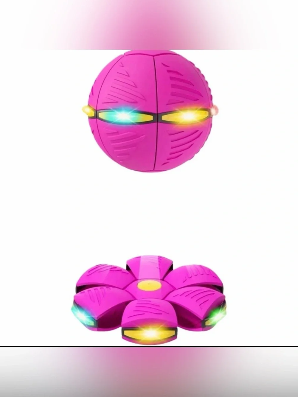 ⁠2 Pack Magic Flying Disc Deforming Ball LED Light Up Toy Set Outdoor Kids Game